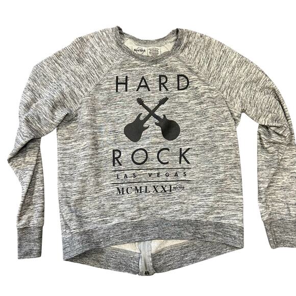 Hard Rock Cafe Women’s Sweatshirt Las Vegas Gray Size Large Back Zip Crop‎ - Picture 1 of 7